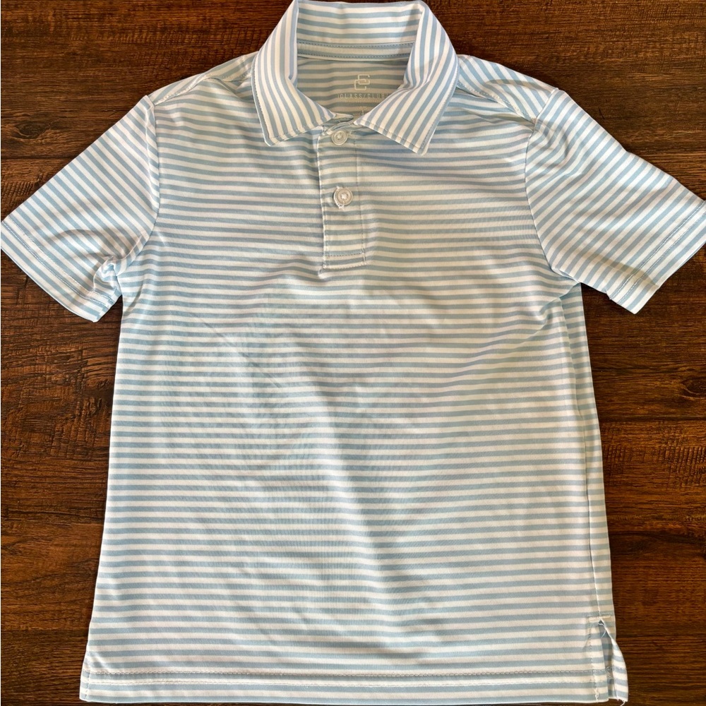 Class Club Light Blue and White Striped Polo